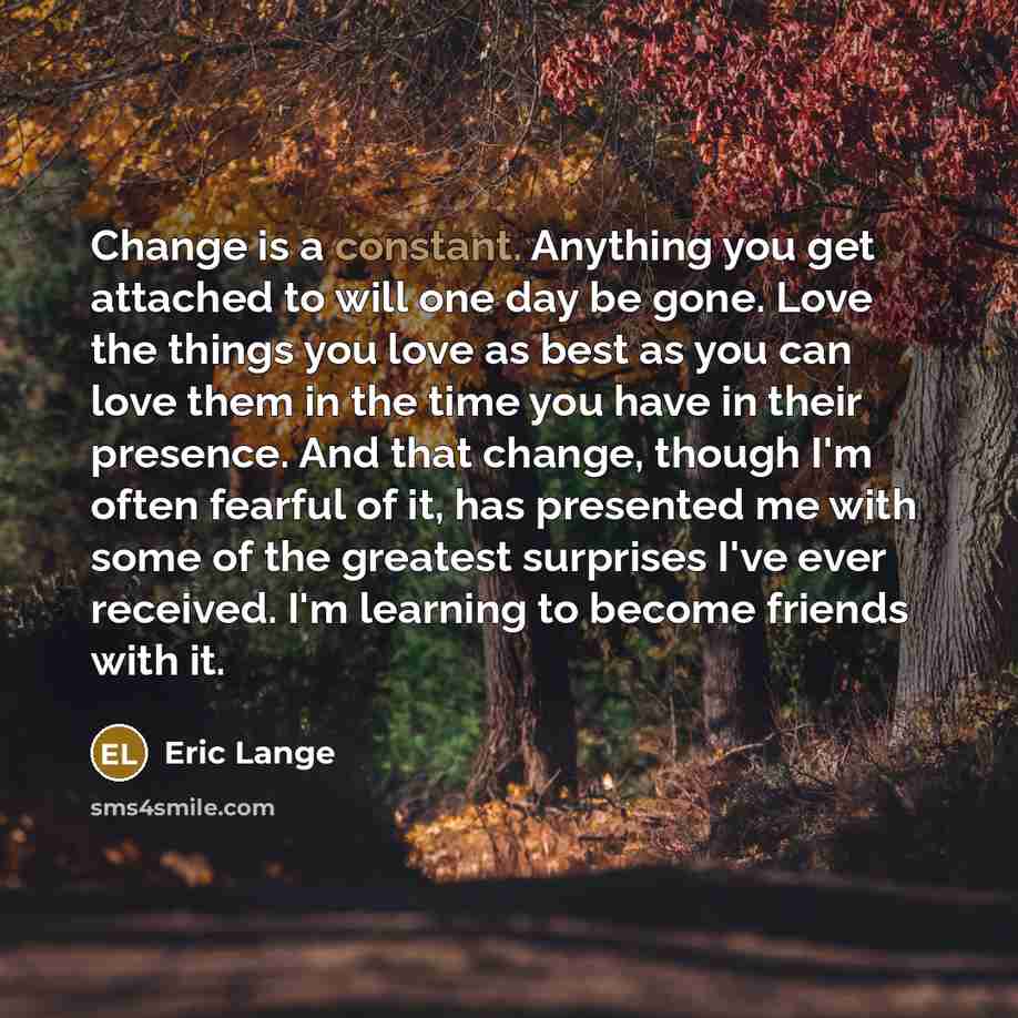 “Change is a constant. Anything you get attached to will…” quote by Eric Lange