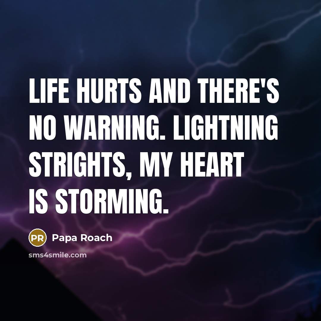 “Life hurts and there's no warning. Lightning strights, my heart…” quote by Papa Roach