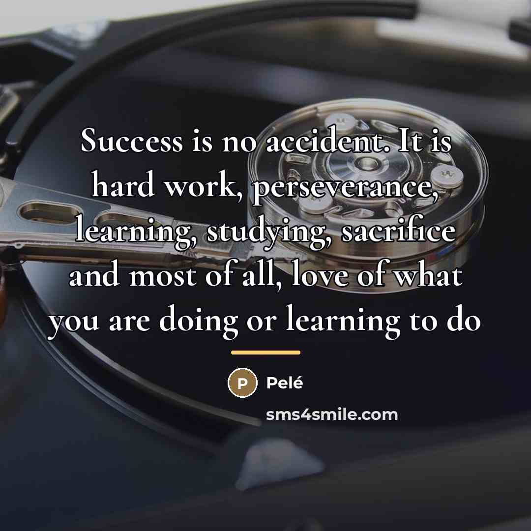 “Success is no accident. It is hard work, perseverance, learning,…” quote by Pele