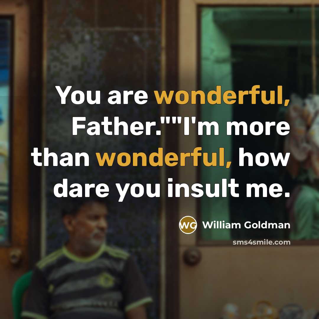 “You are wonderful, Father.""I'm more than wonderful, how dare you…” quote by William Goldman