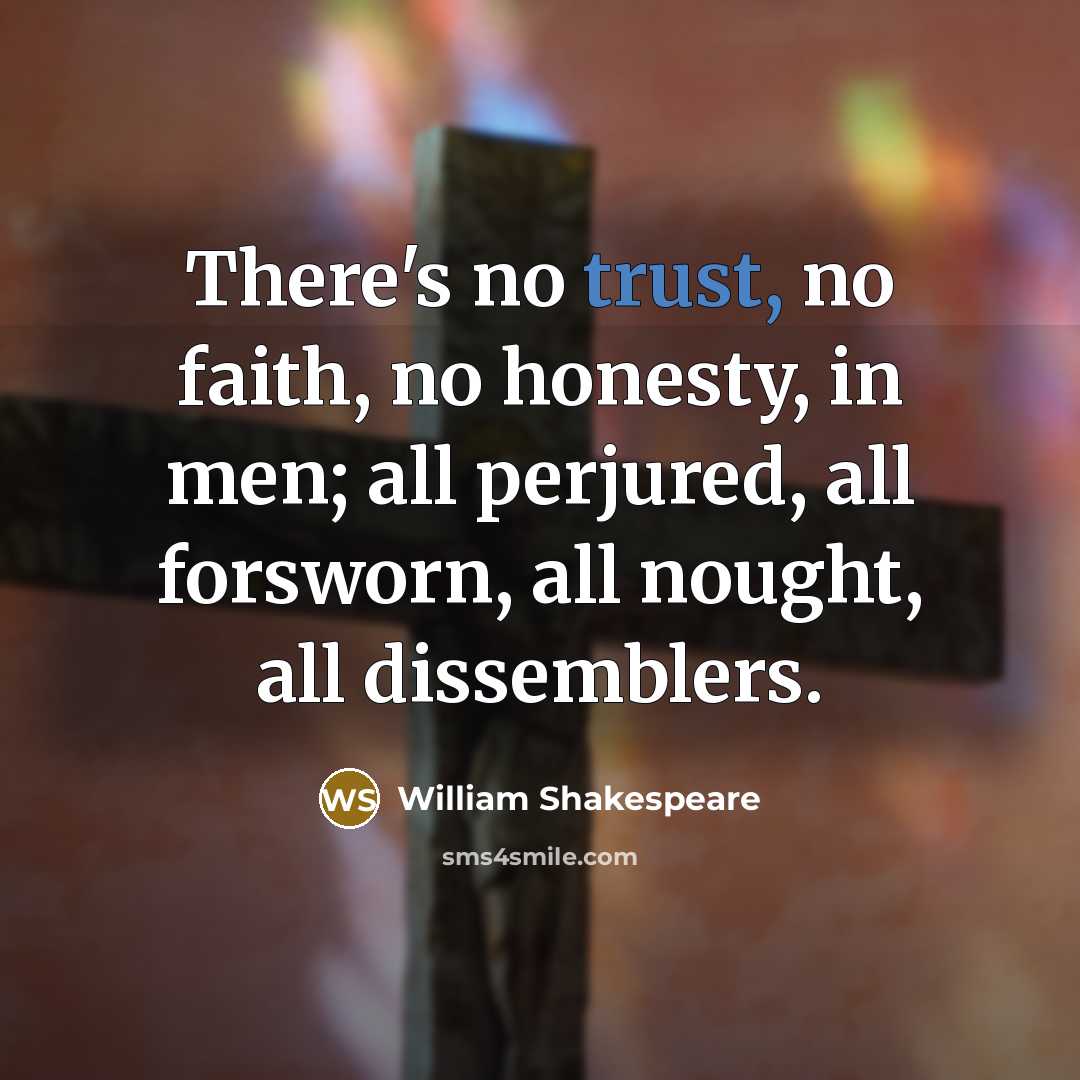 “There's no trust, no faith, no honesty, in men; all…” quote by William Shakespeare