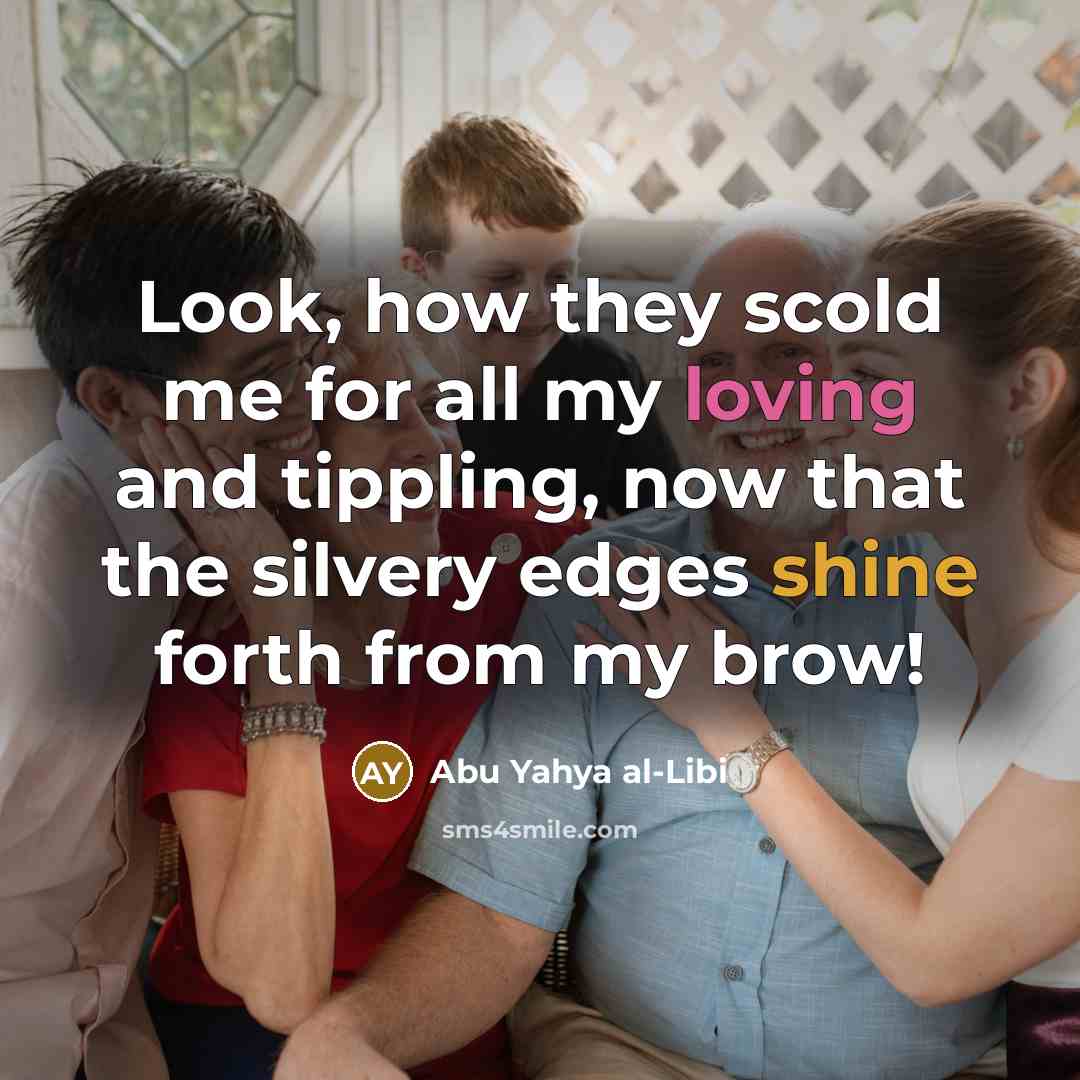 “Look, how they scold me for all my loving and tippling, now that the silvery edges shine forth from my brow!” quote by Abu Yahya al-Libi