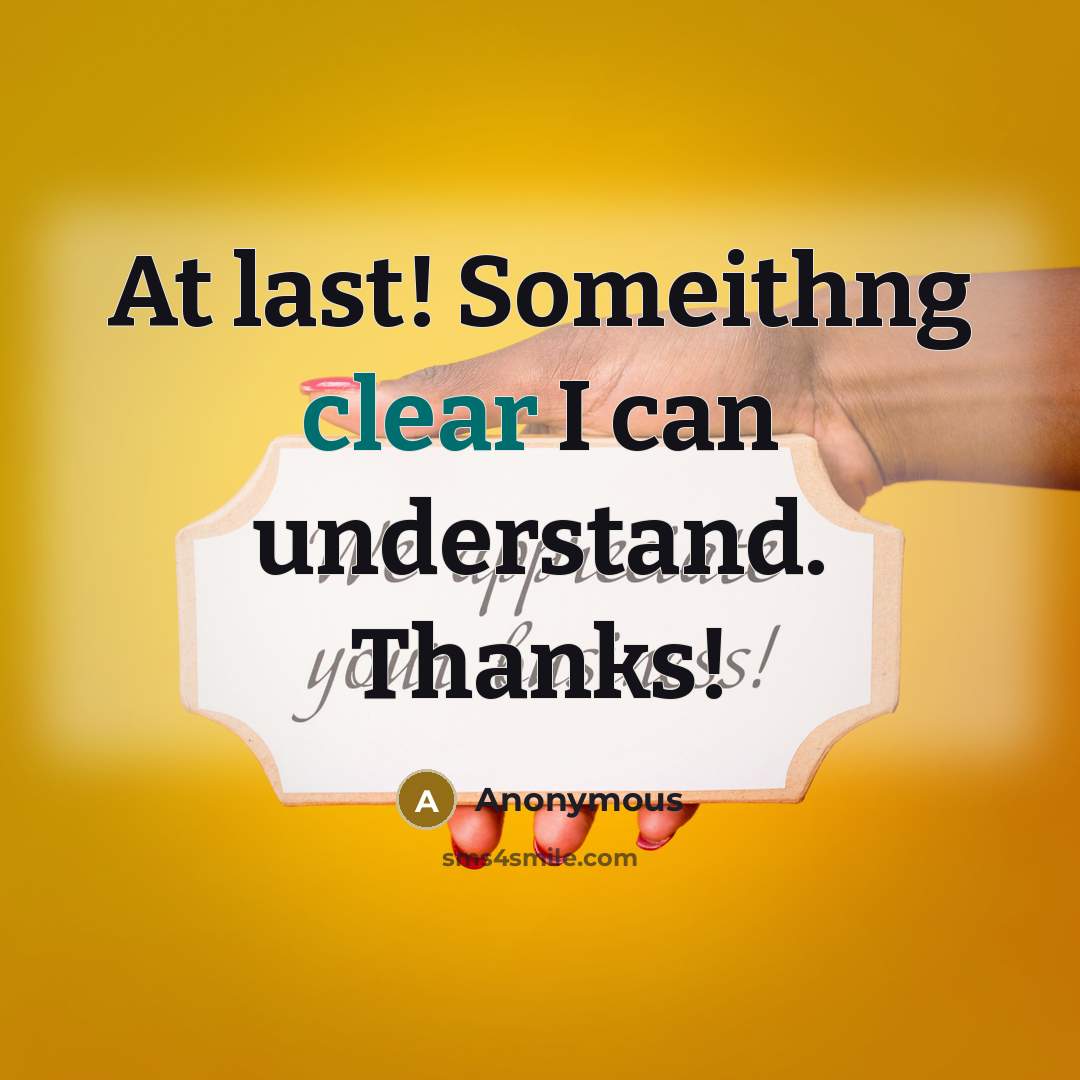 “At last! Someithng clear I can understand. Thanks!” quote by Anonymous