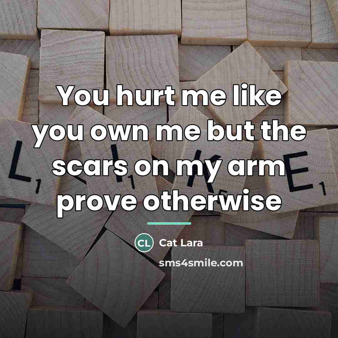 “You hurt me like you own me but the scars…” quote by Cat Lara