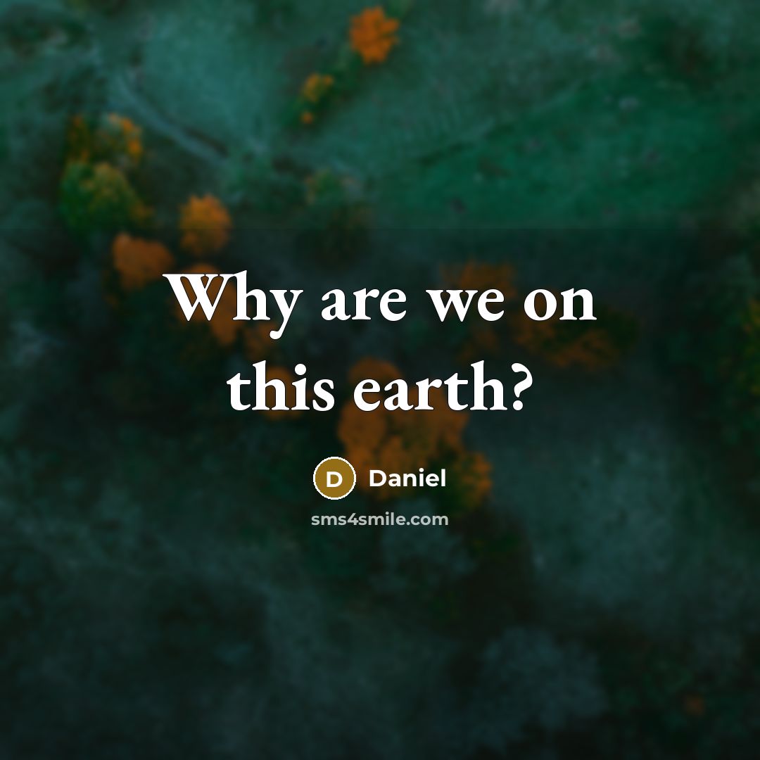“Why are we on this earth?…” quote by Daniel