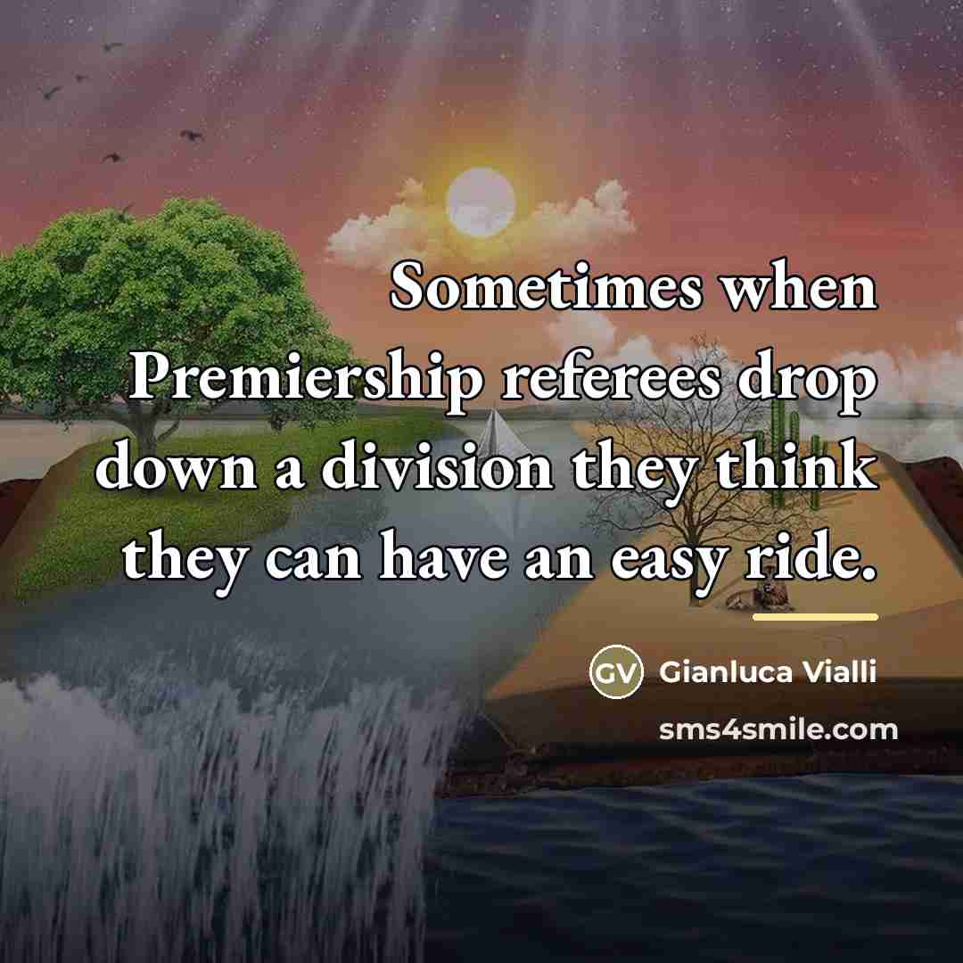 “Sometimes when Premiership referees drop down a division they think…” quote by Gianluca Vialli