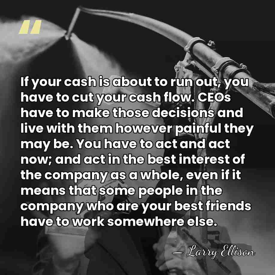 If your cash is about to run out, you have to cut&hellip; - Larry Ellison