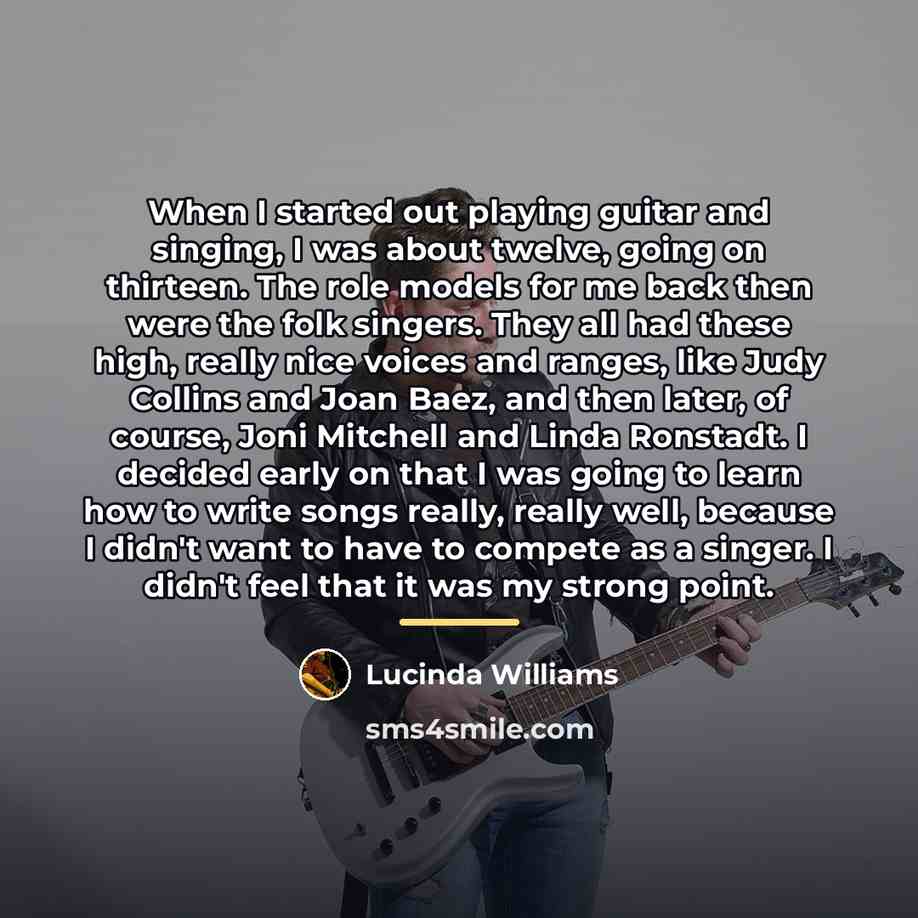 “When I started out playing guitar and singing, I was…” quote by Lucinda Williams