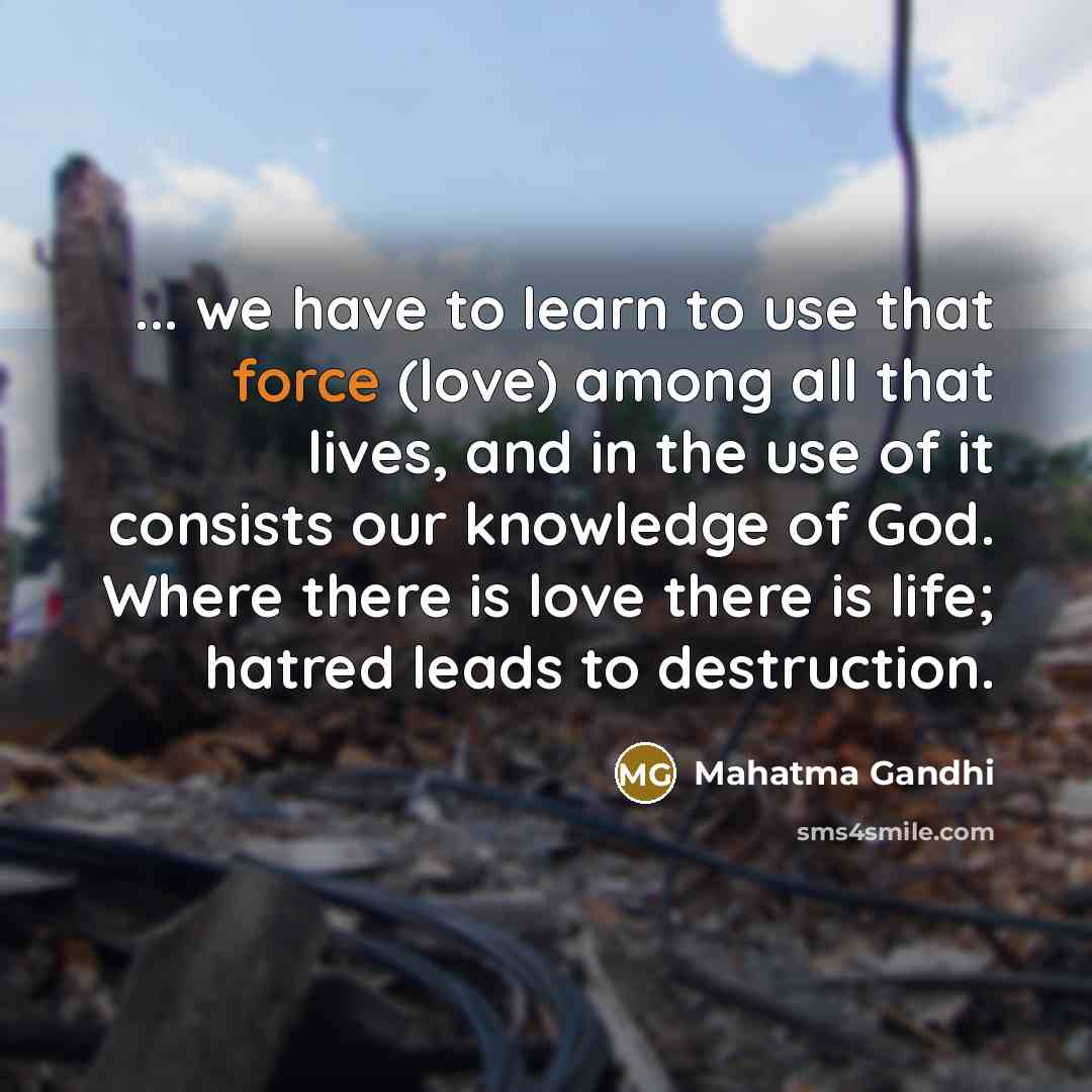 “... we have to learn to use that force (love)…” quote by Mahatma Gandhi