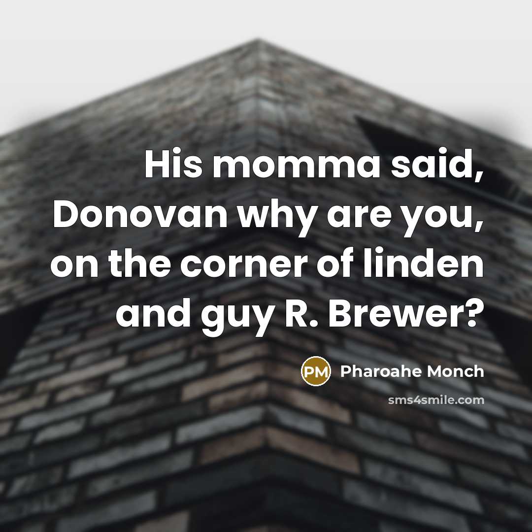 “His momma said, Donovan why are you, on the corner…” quote by Pharoahe Monch