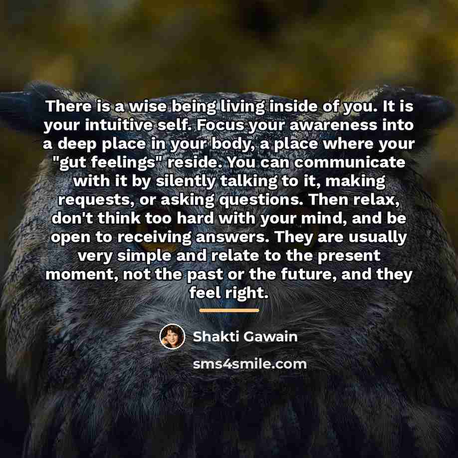 “There is a wise being living inside of you. It…” quote by Shakti Gawain