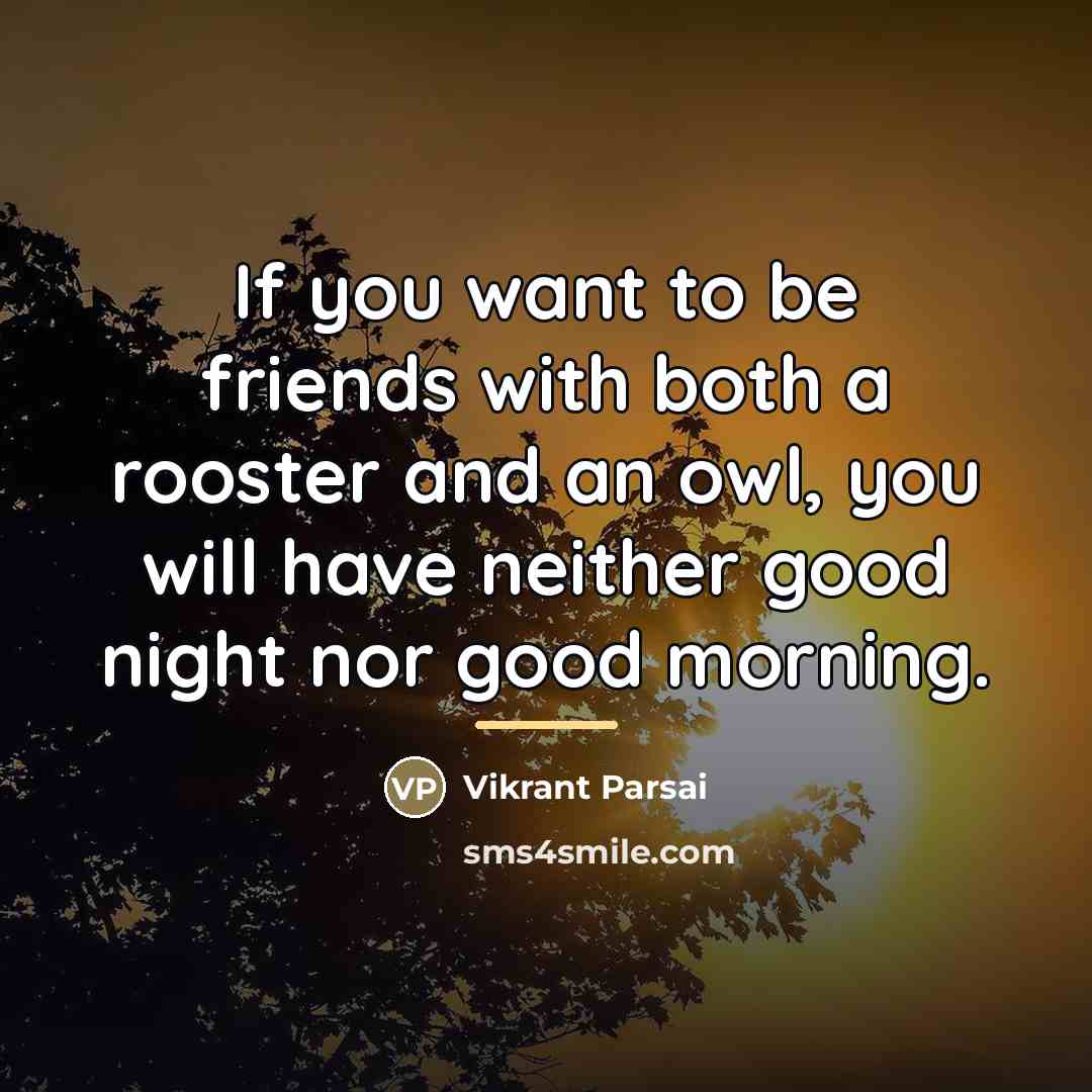 “If you want to be friends with both a rooster…” quote by Vikrant Parsai