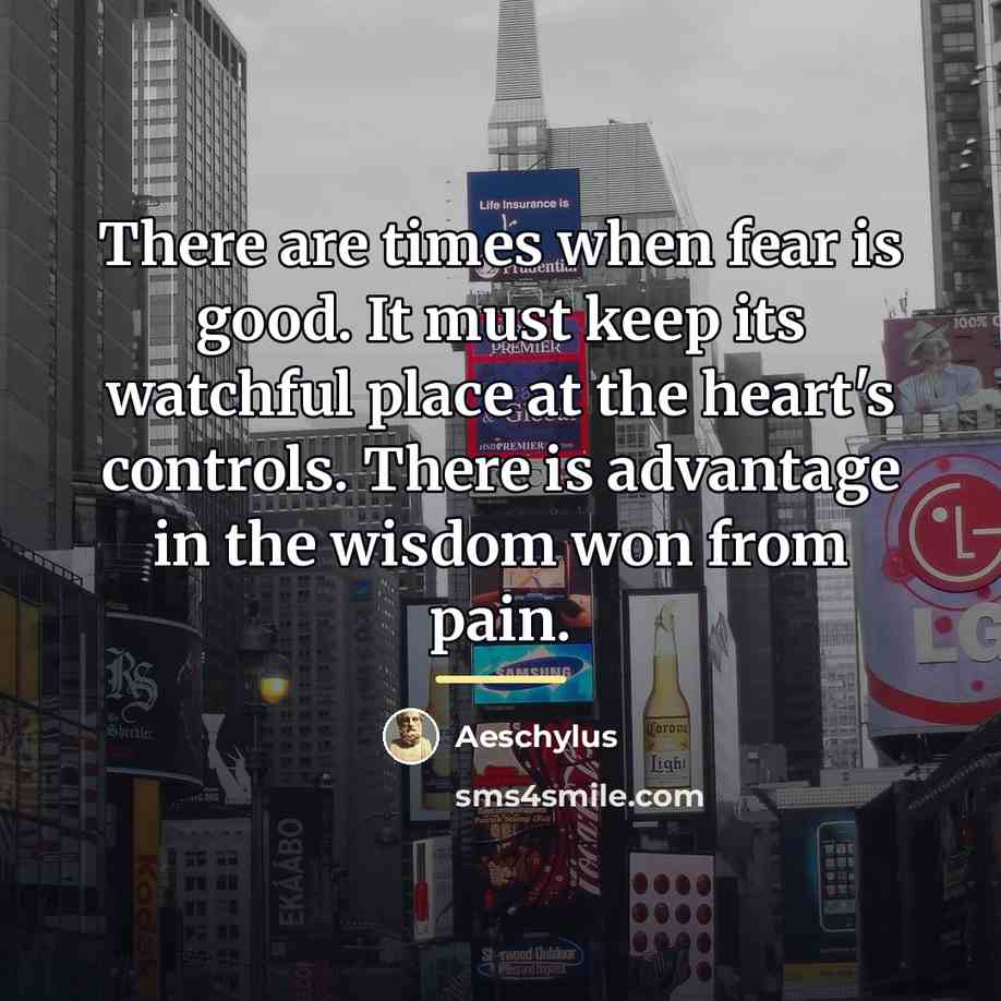 “There are times when fear is good. It must keep…” quote by Aeschylus