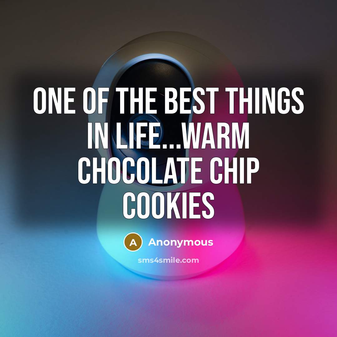 “One of the best things in life...warm chocolate chip cookies” quote by Anonymous