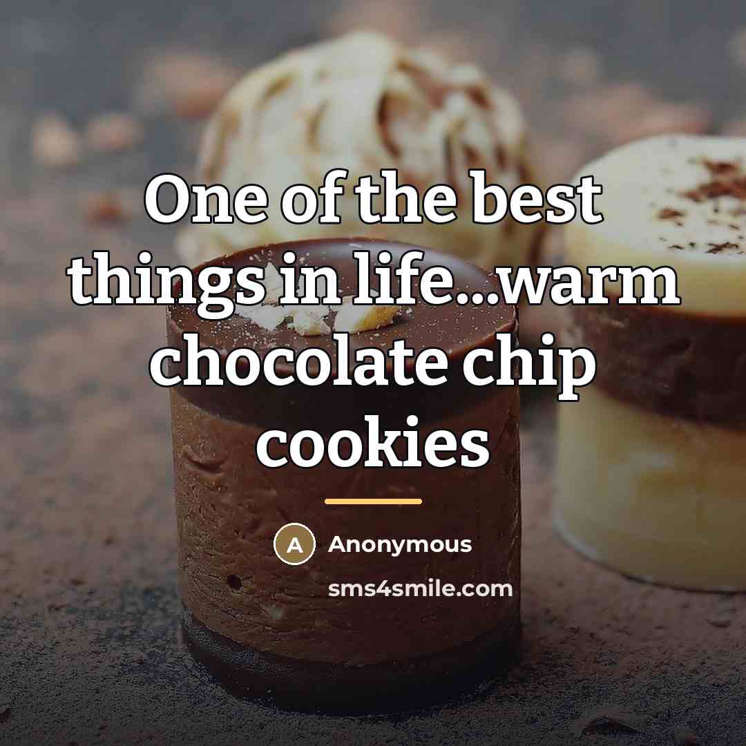 “One of the best things in life...warm chocolate chip cookies…” quote by Anonymous