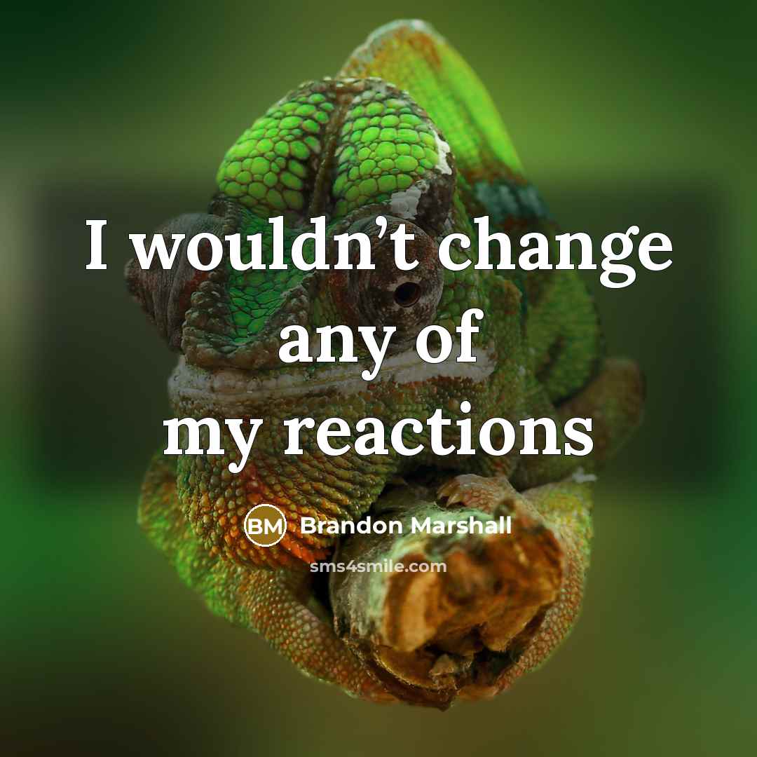 “I wouldn’t change any of my reactions…” quote by Brandon Marshall
