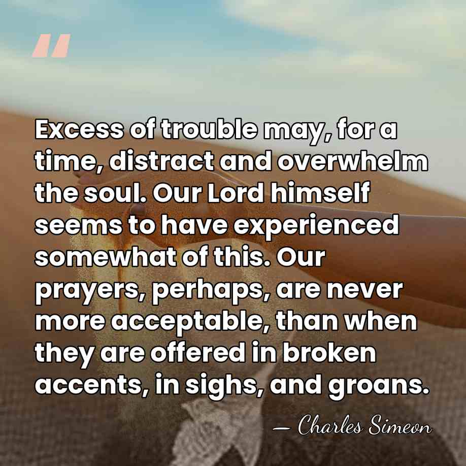 Excess of trouble may, for a time, distract and overwhelm the soul.&hellip; - Charles Simeon