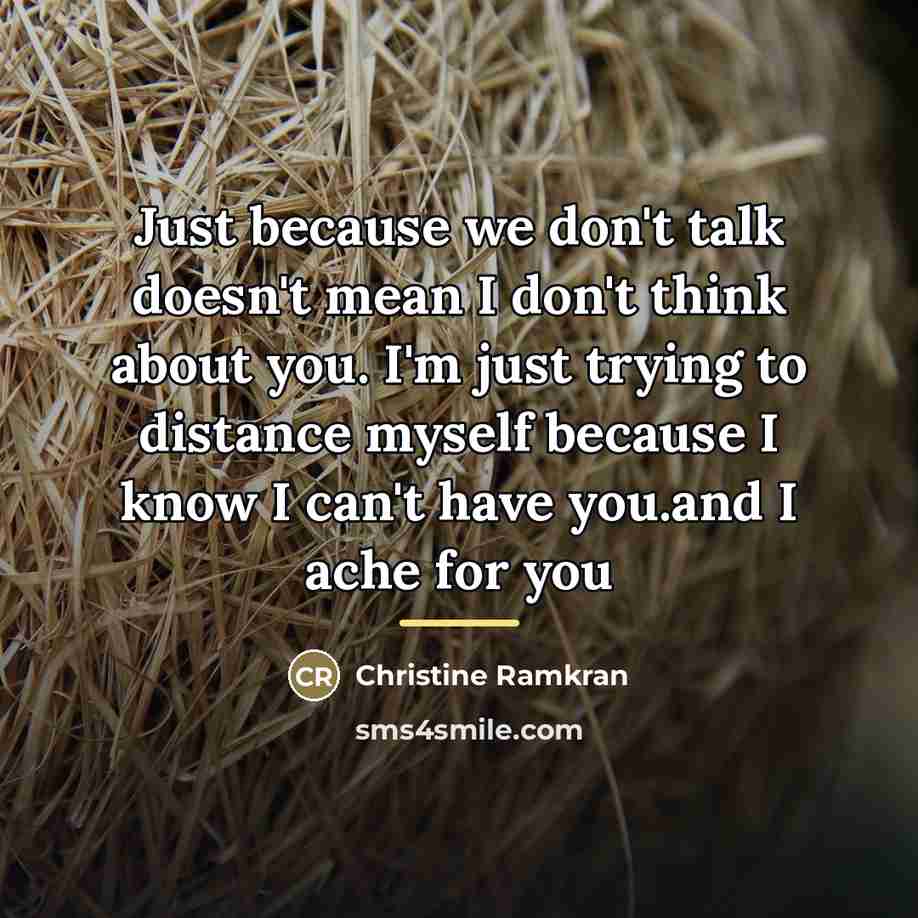 “Just because we don't talk doesn't mean I don't think…” quote by Christine Ramkran
