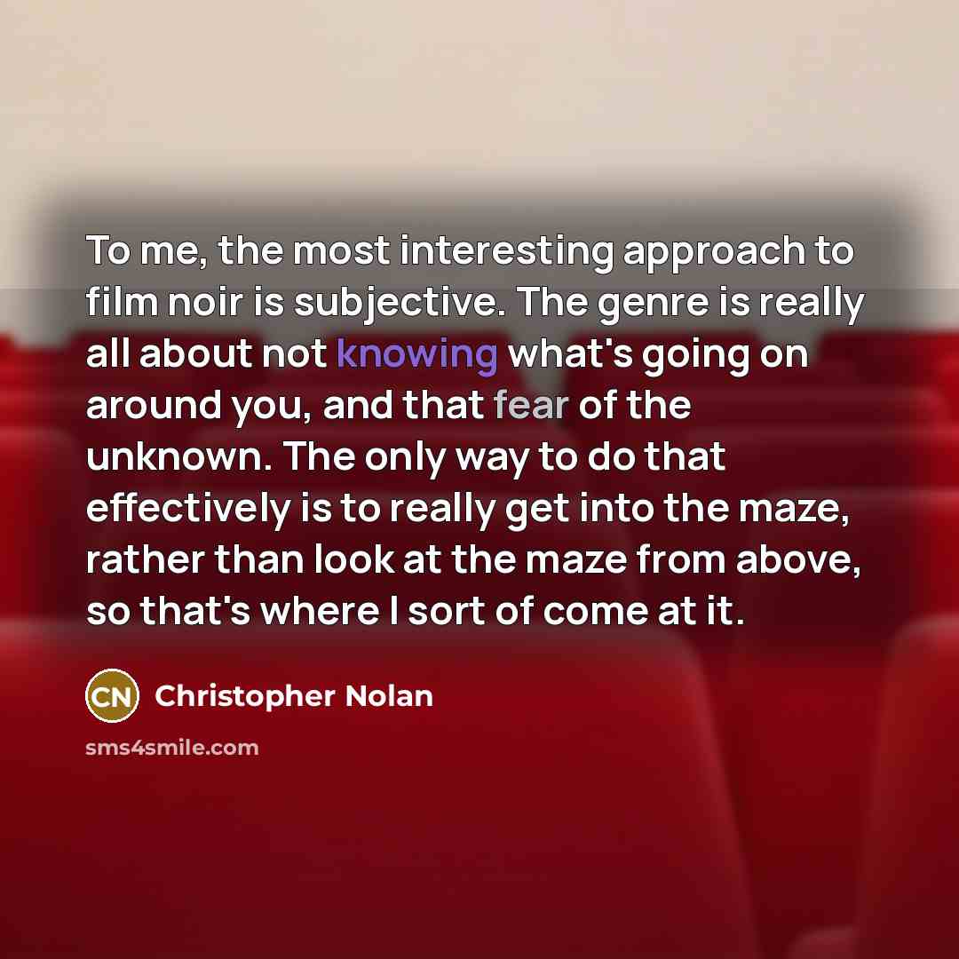 “To me, the most interesting approach to film noir is…” quote by Christopher Nolan