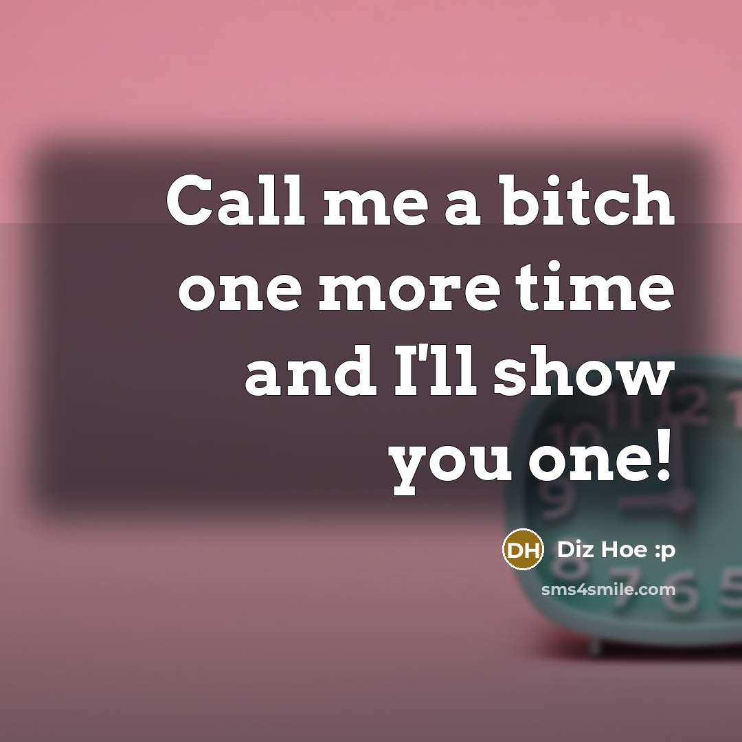 “Call me a bitch one more time and I'll show you one!” quote by Diz Hoe :p