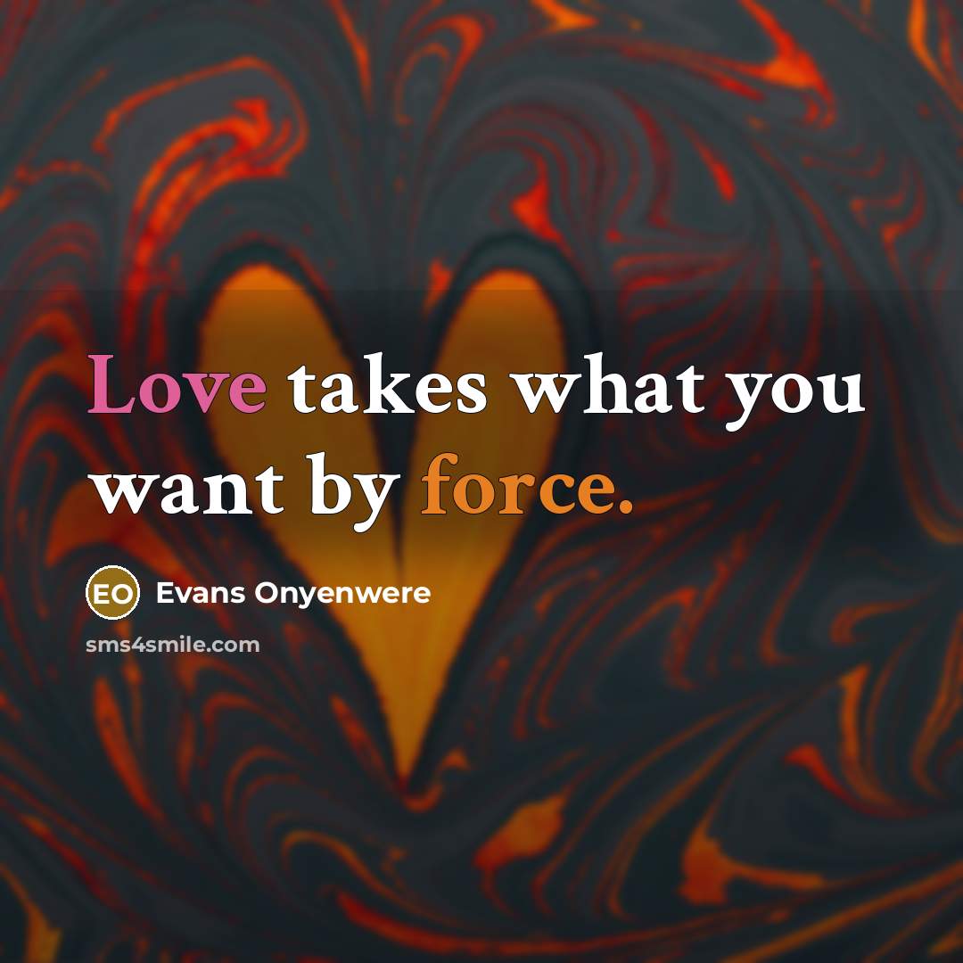 “Love takes what you want by force.…” quote by Evans Onyenwere