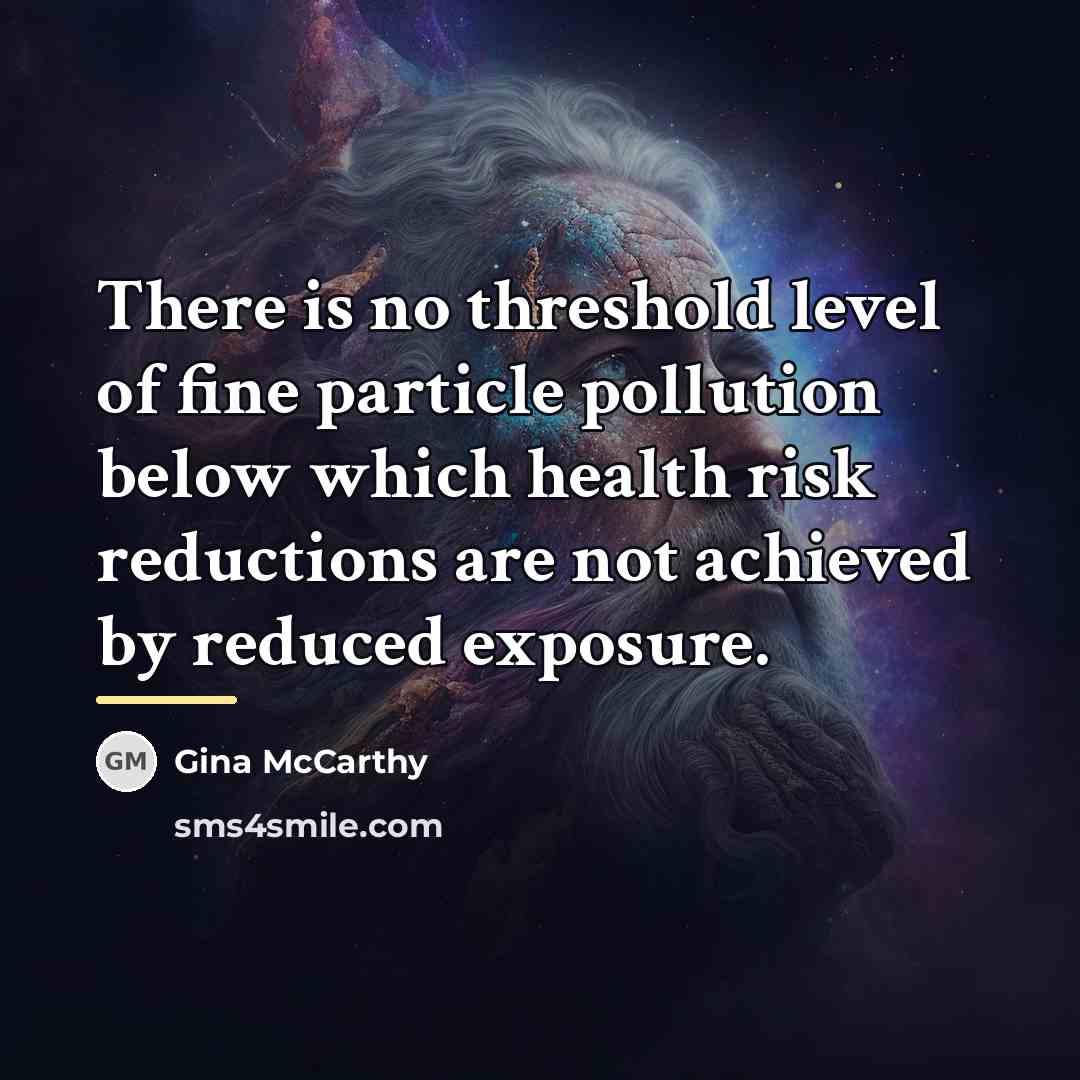 “There is no threshold level of fine particle pollution below…” quote by Gina McCarthy