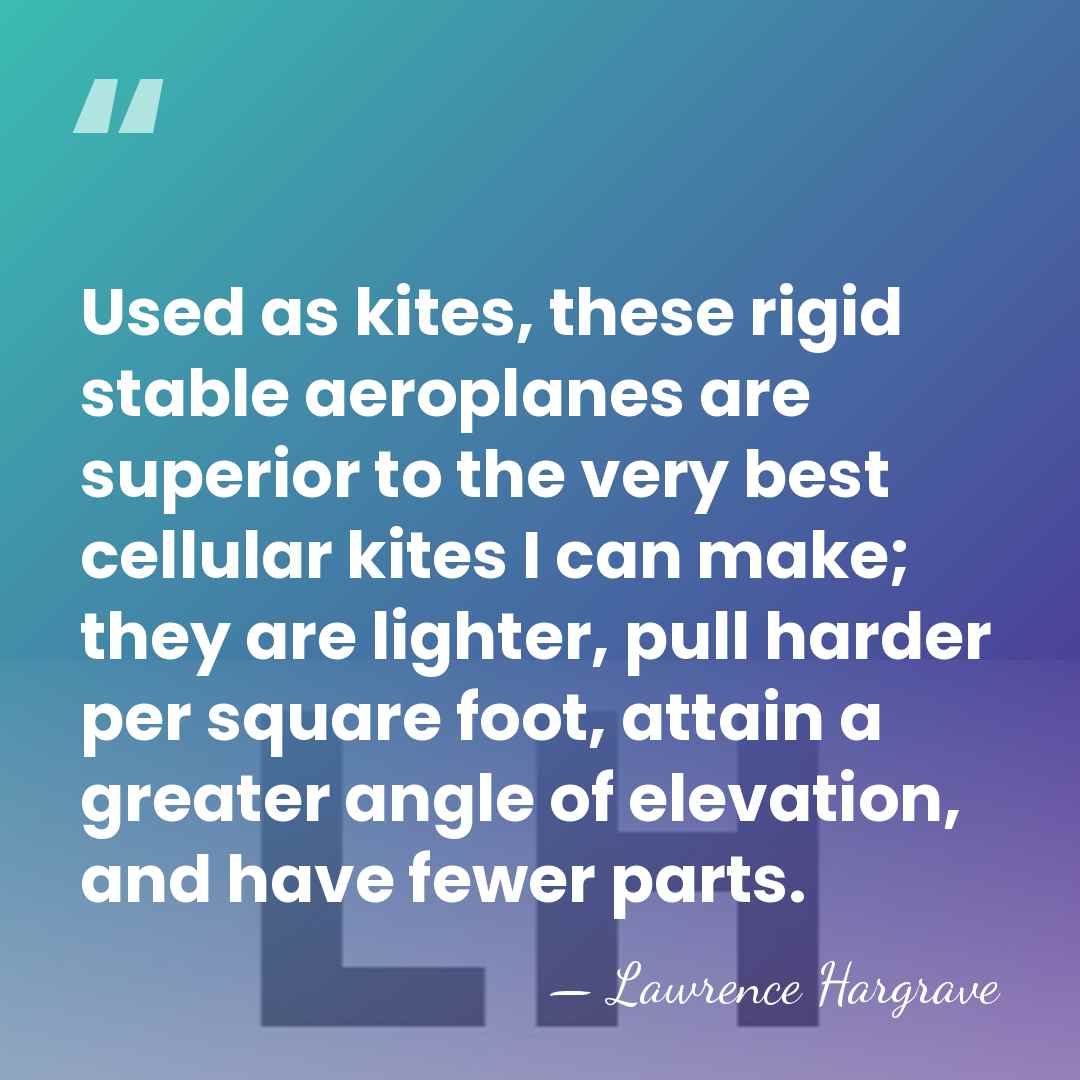 Used as kites, these rigid stable aeroplanes are superior to the very&hellip; - Lawrence Hargrave
