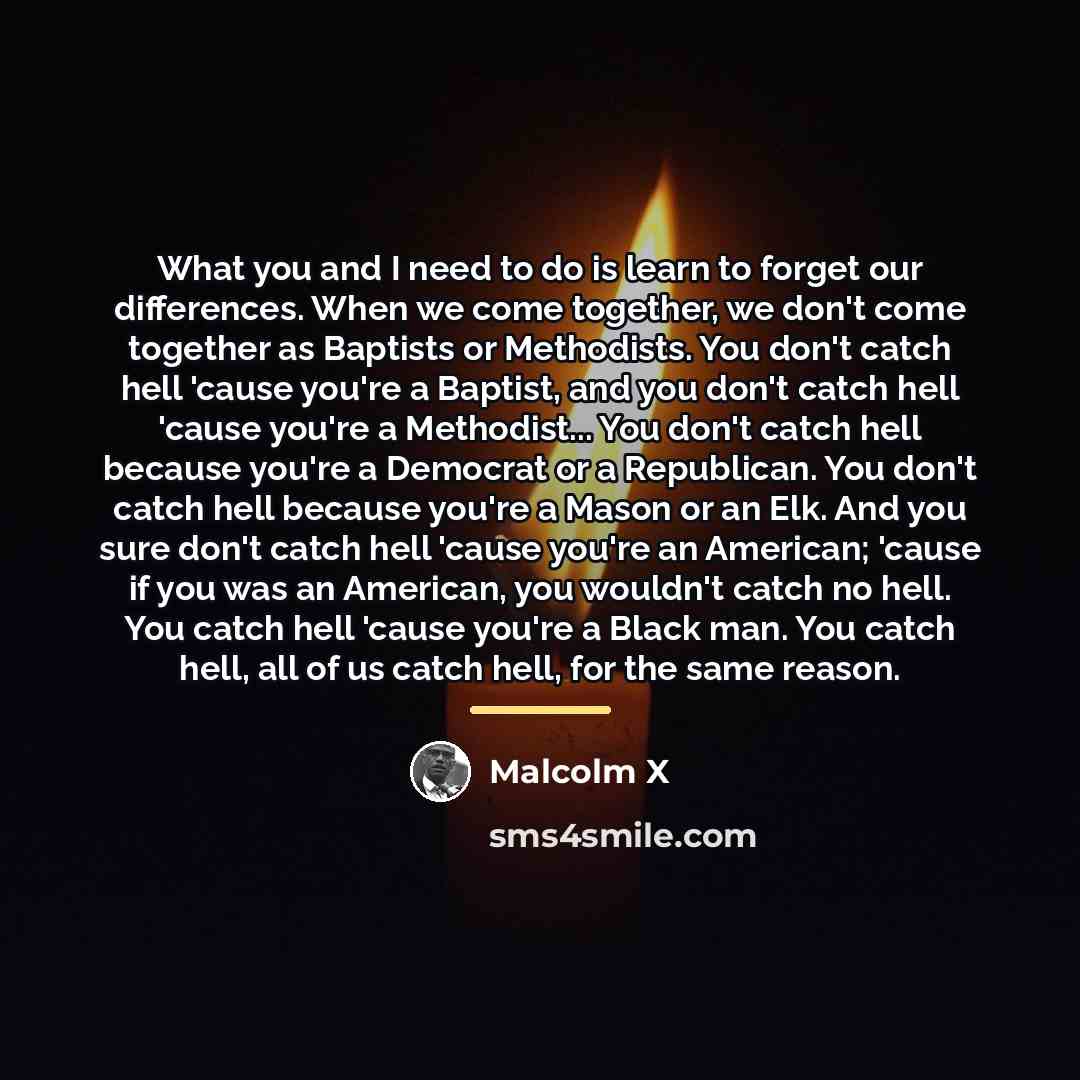 “What you and I need to do is learn to…” quote by Malcolm X