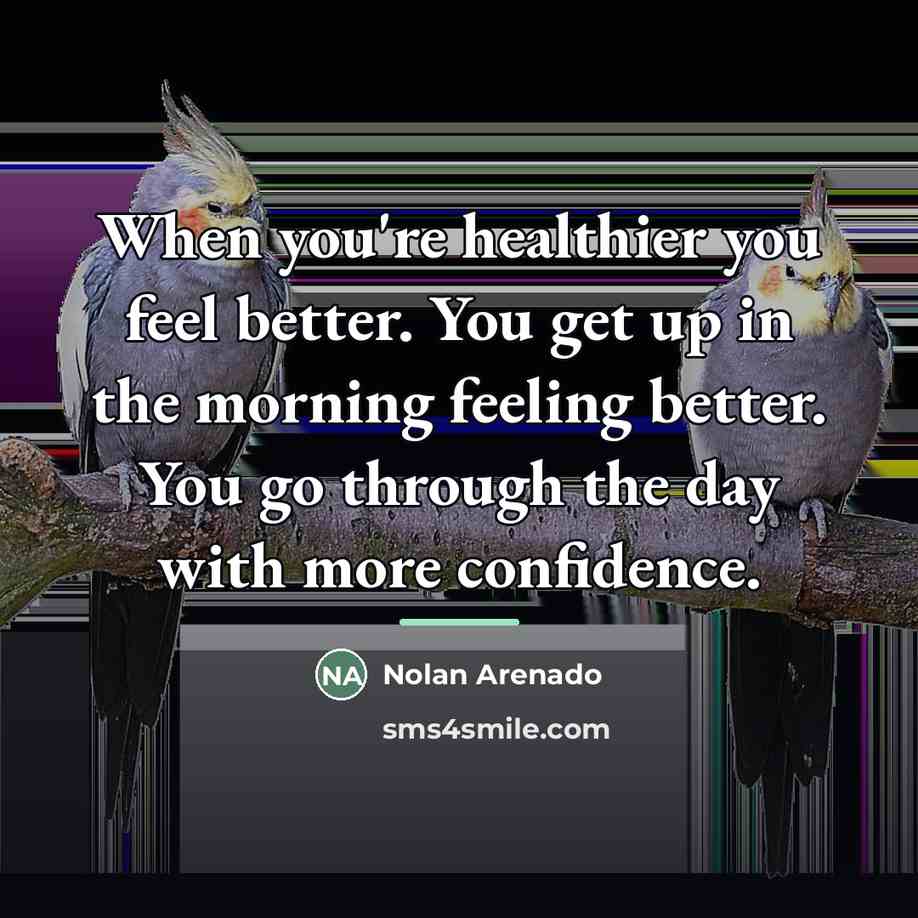 “When you're healthier you feel better. You get up in…” quote by Nolan Arenado