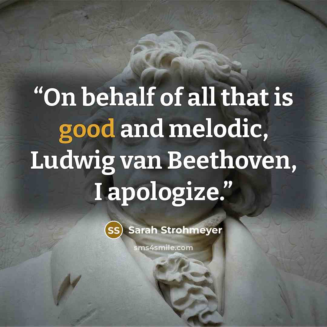 “On behalf of all that is good and melodic, Ludwig van Beethoven, I apologize.” quote by Sarah Strohmeyer