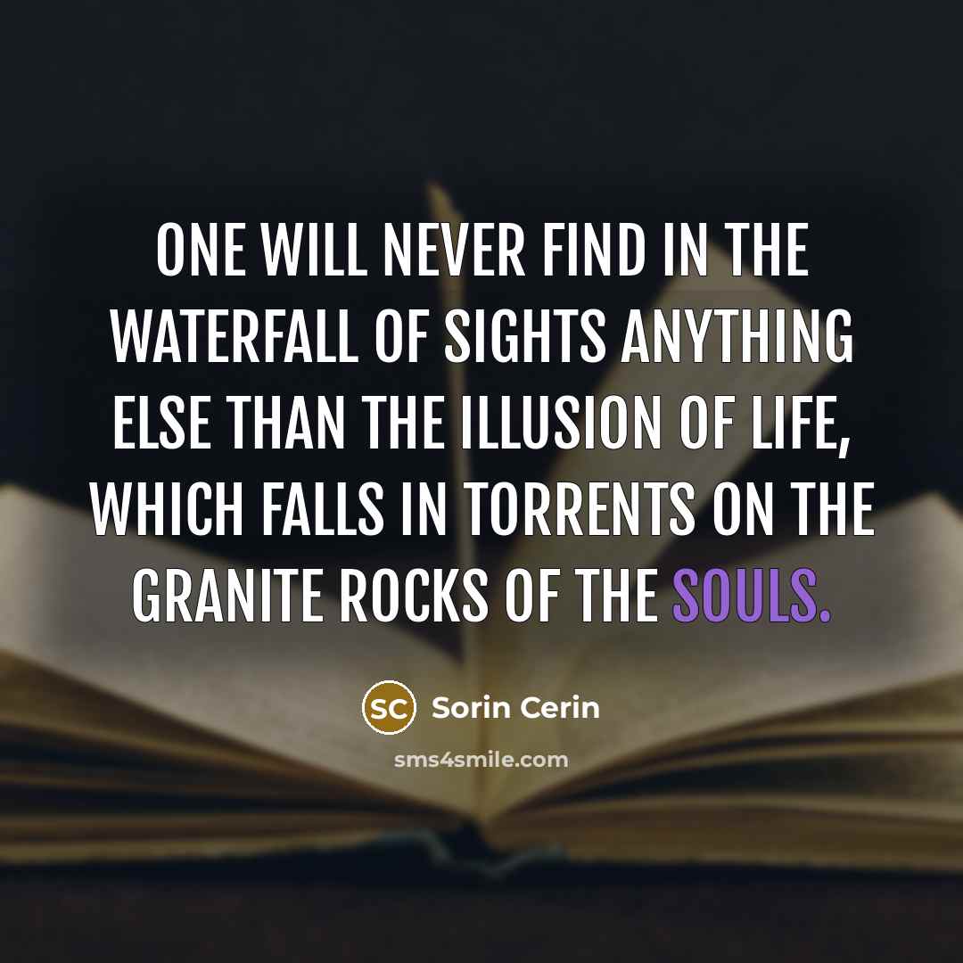 “One will never find in the waterfall of sights anything else than the Illusion of Life, which falls in torrents on the granite rocks of the souls.” quote by Sorin Cerin