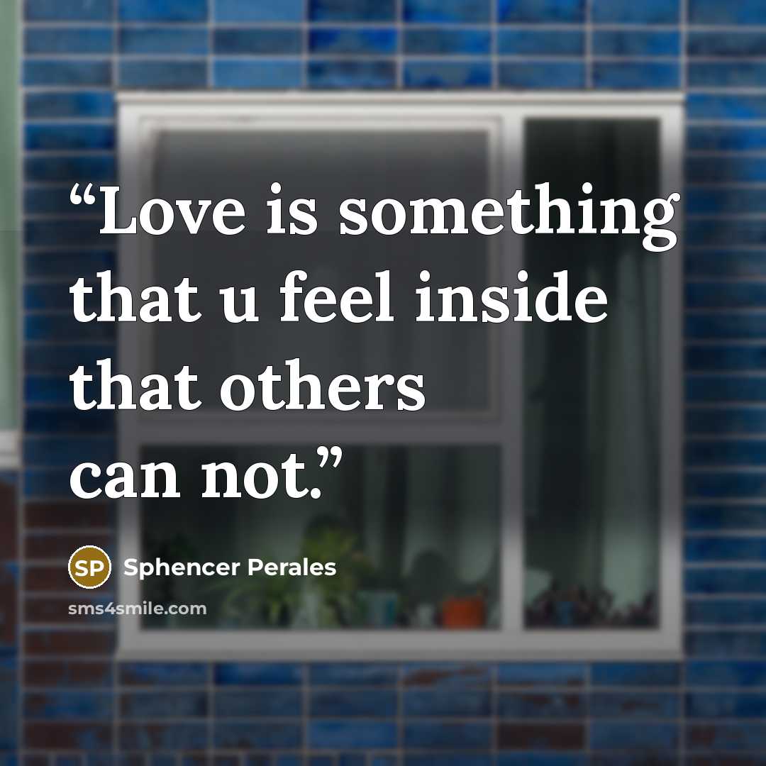 “Love is something that u feel inside that others can not.” quote by Sphencer Perales
