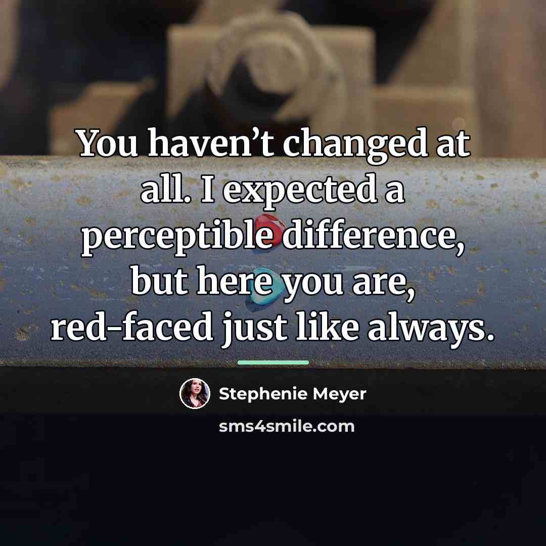 “You haven’t changed at all. I expected a perceptible difference,…” quote by Stephenie Meyer