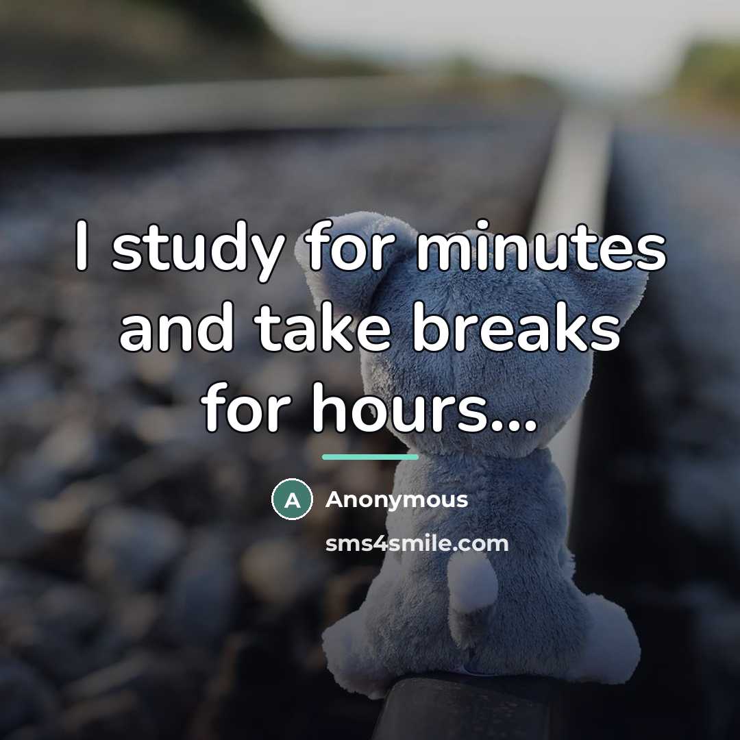 “I study for minutes and take breaks for hours...…” quote by Anonymous