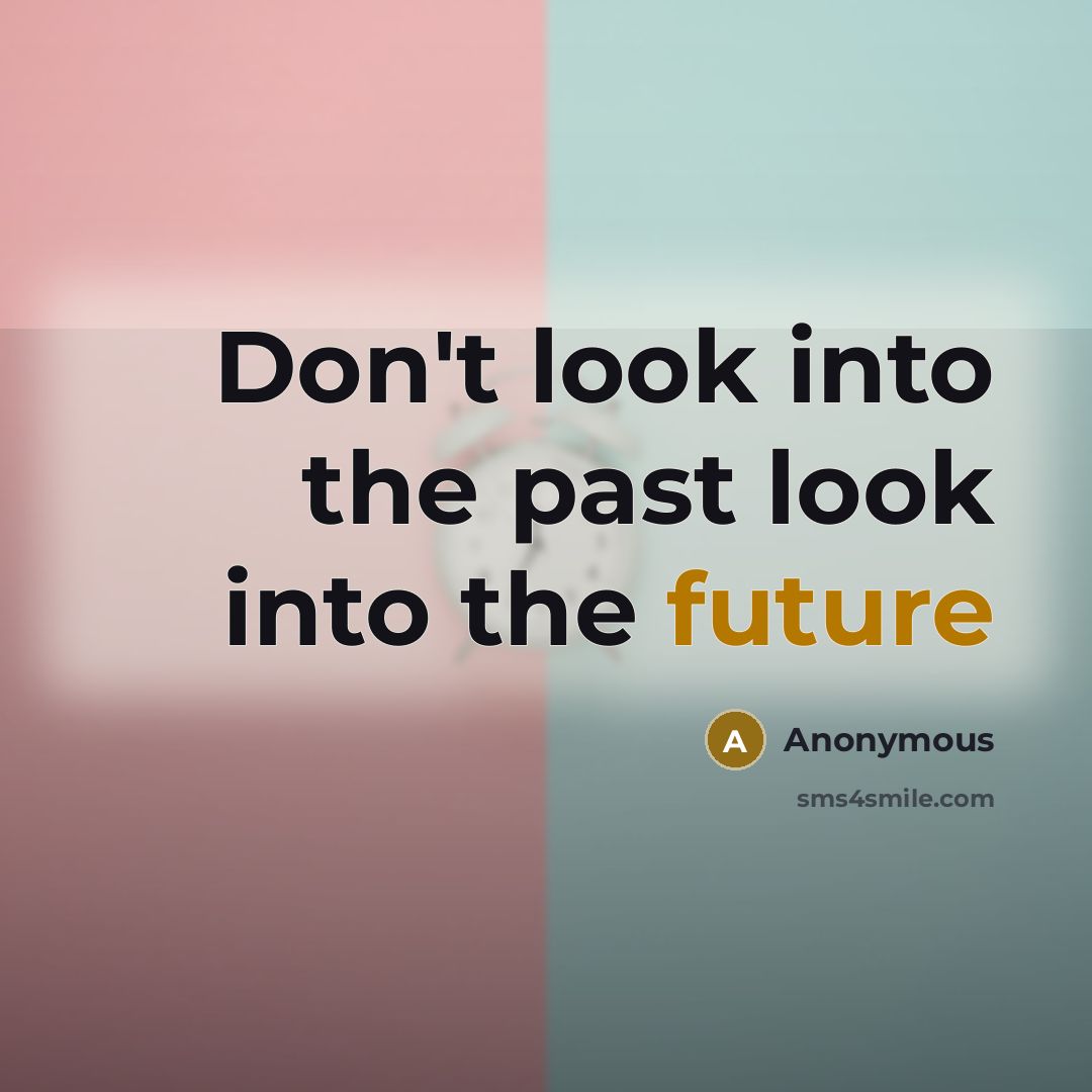 “Don't look into the past look into the future” quote by Anonymous