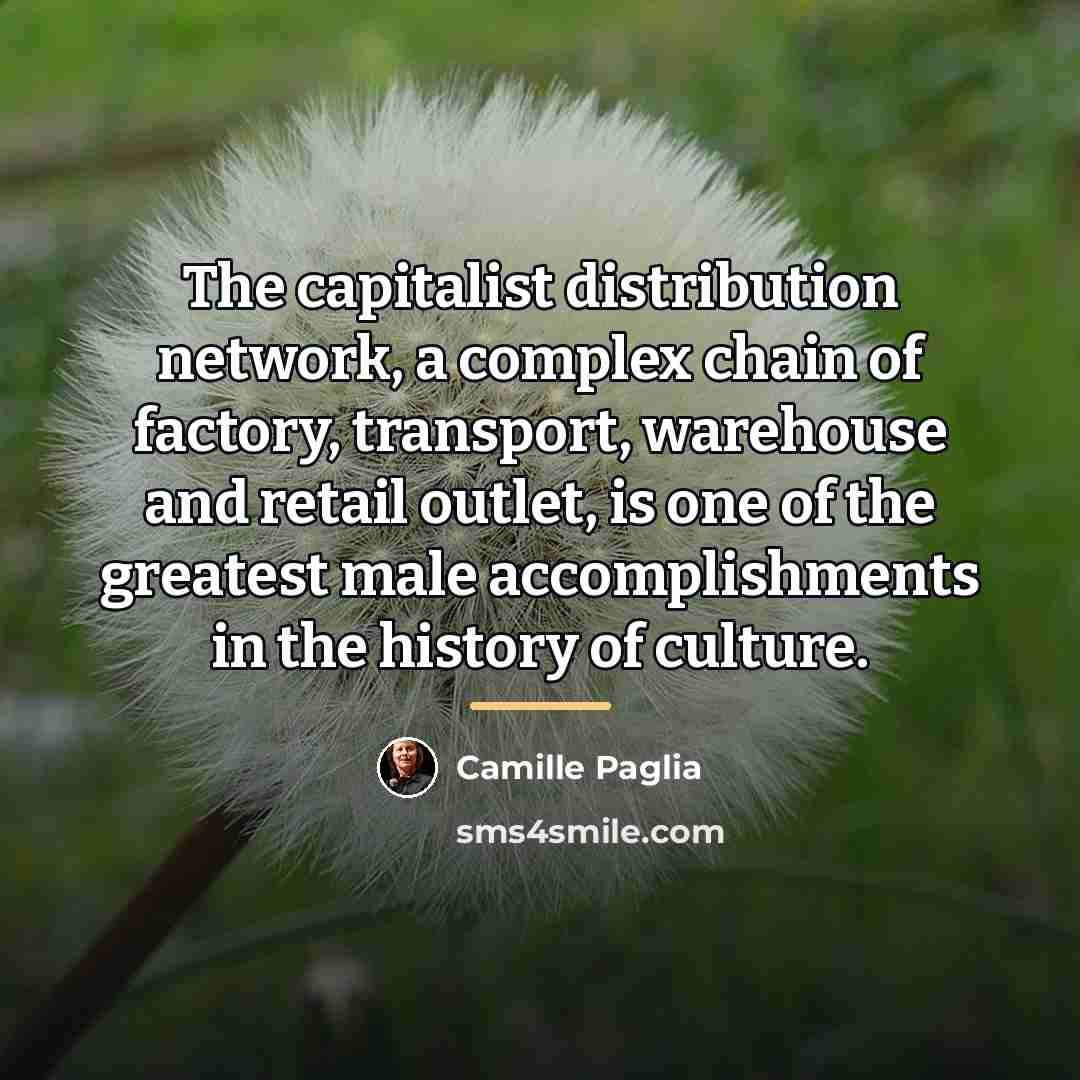 “The capitalist distribution network, a complex chain of factory, transport,…” quote by Camille Paglia