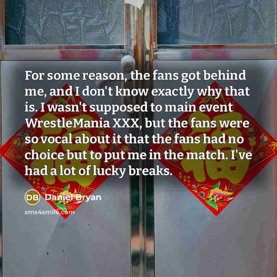 “For some reason, the fans got behind me, and I…” quote by Daniel Bryan