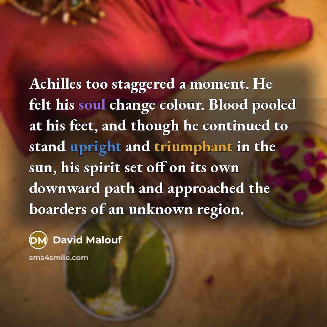 “Achilles too staggered a moment. He felt his soul change…” quote by David Malouf
