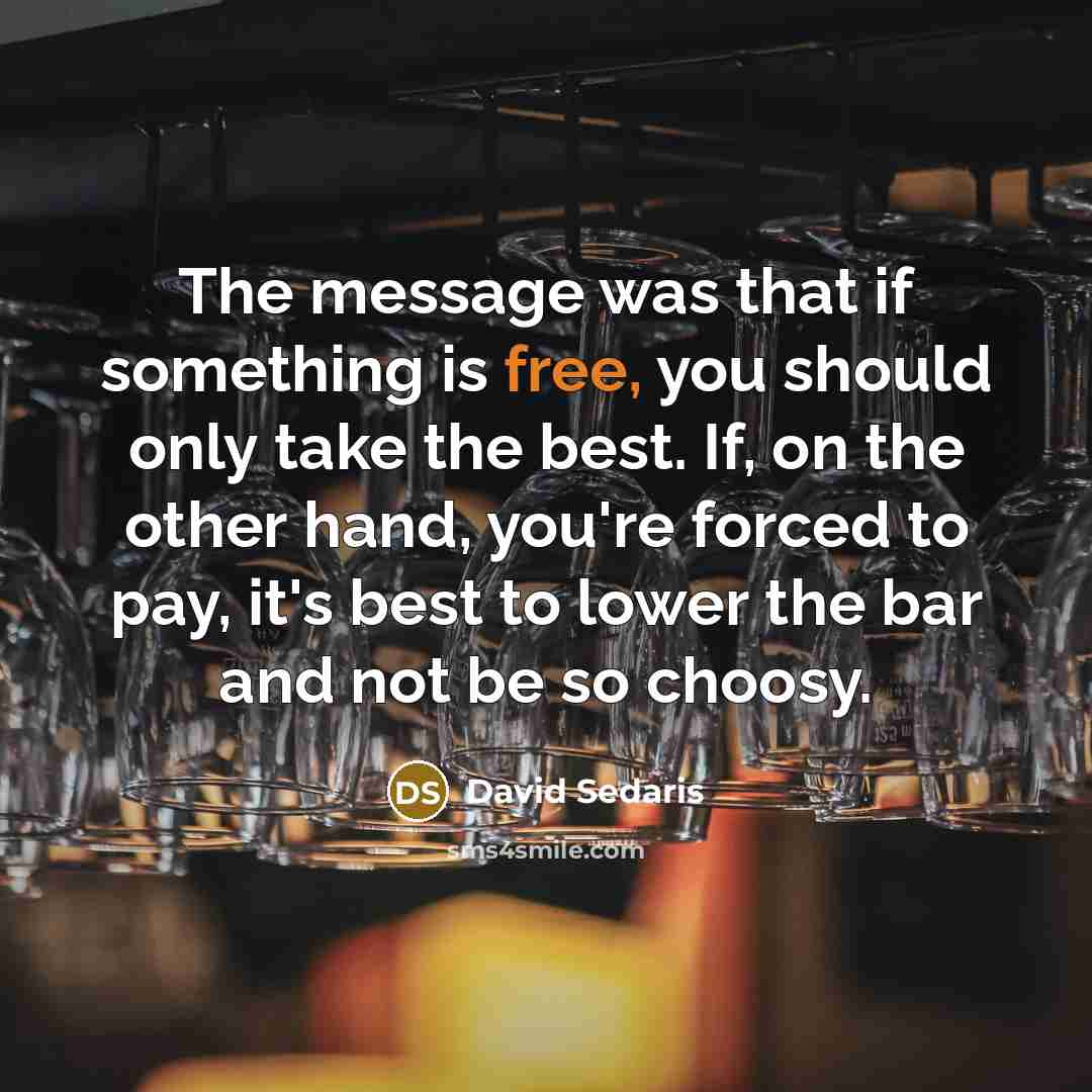 “The message was that if something is free, you should…” quote by David Sedaris