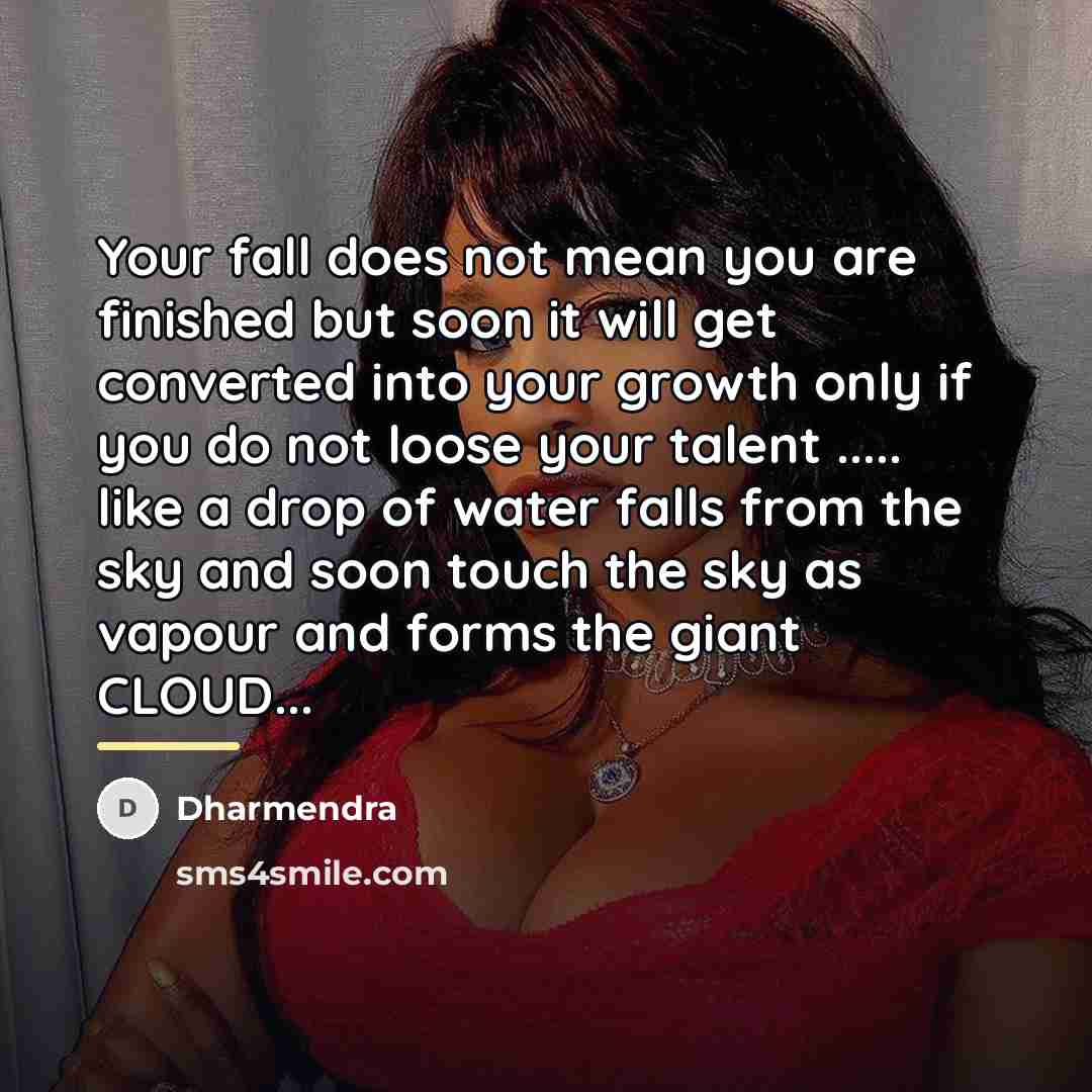 “Your fall does not mean you are finished but soon…” quote by Dharmendra