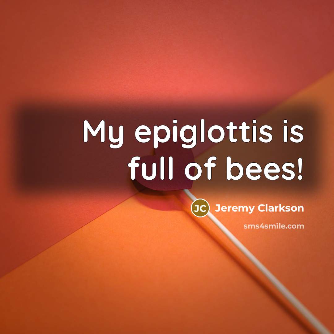 “My epiglottis is full of bees!…” quote by Jeremy Clarkson