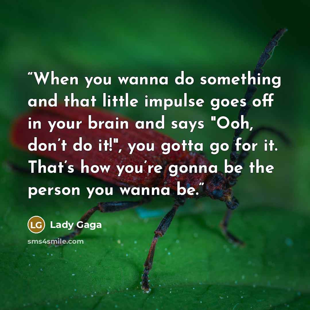 “When you wanna do something and that little impulse goes off in your brain and says "Ooh, don’t do it!", you gotta go for it. That’s how you’re gonna be the person you wanna be.” quote by Lady Gaga