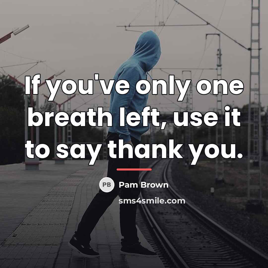 “If you've only one breath left, use it to say…” quote by Pam Brown