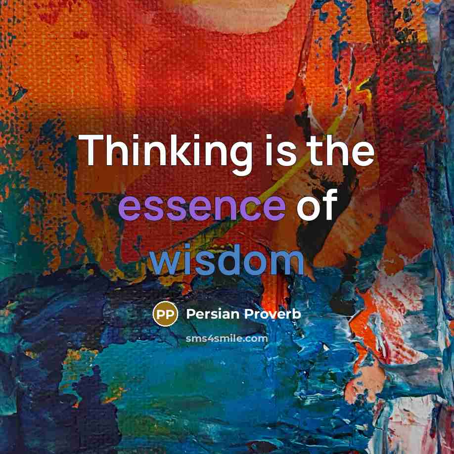 “Thinking is the essence of wisdom” quote by Persian Proverb