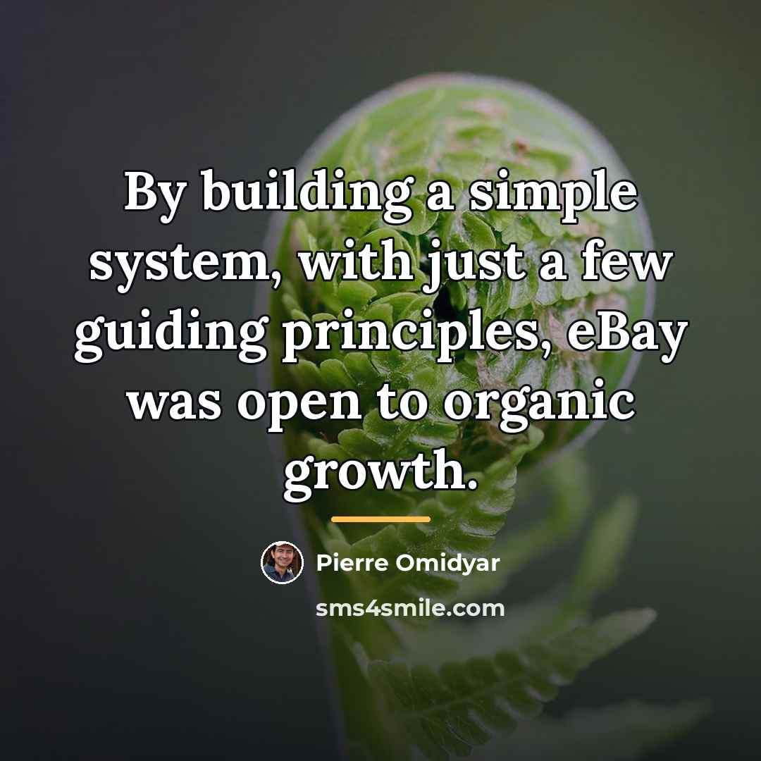 “By building a simple system, with just a few guiding…” quote by Pierre Omidyar