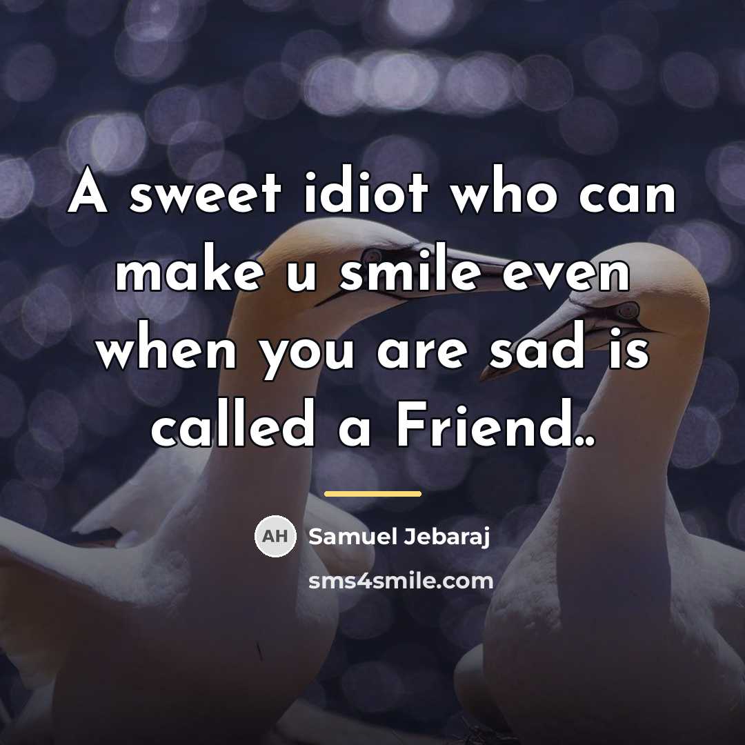 “A sweet idiot who can make u smile even when…” quote by Samuel Jebaraj