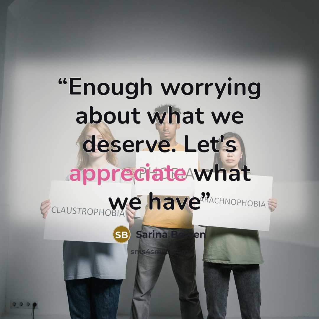 “Enough worrying about what we deserve. Let's appreciate what we have” quote by Sarina Bowen