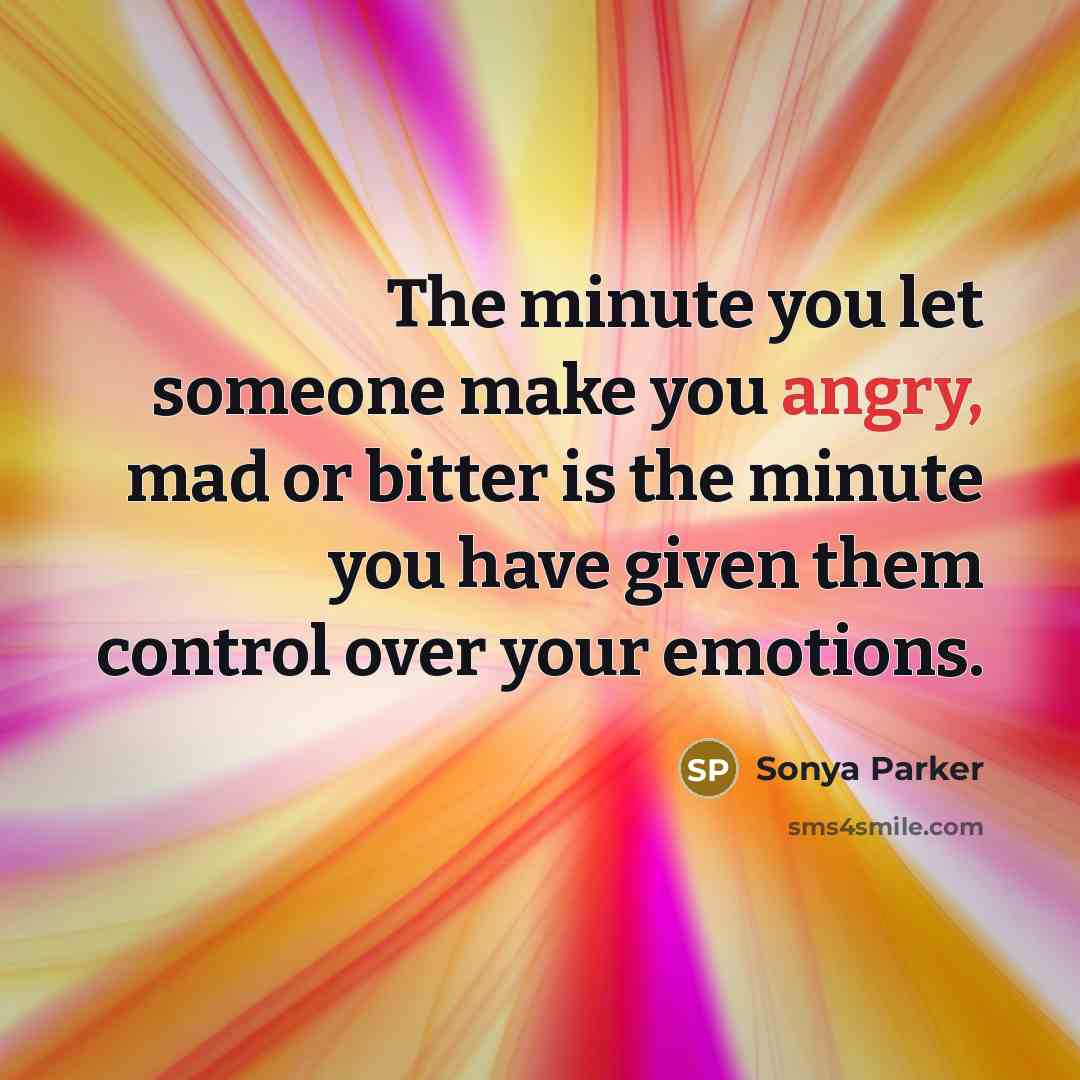 “The minute you let someone make you angry, mad or…” quote by Sonya Parker