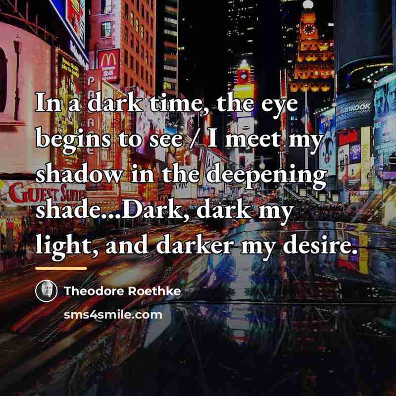“In a dark time, the eye begins to see /…” quote by Theodore Roethke