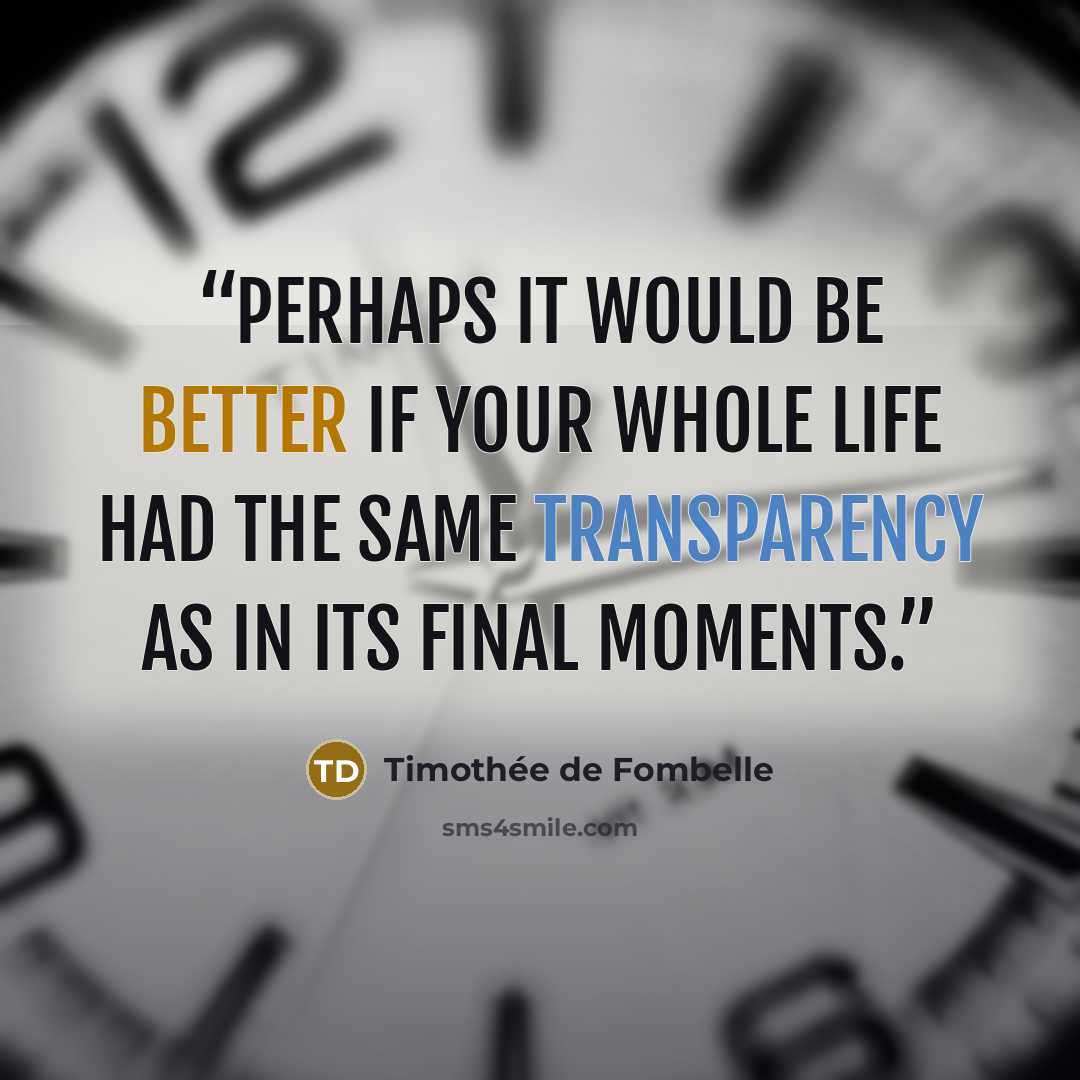 “Perhaps it would be better if your whole life had the same transparency as in its final moments.” quote by Timothée de Fombelle